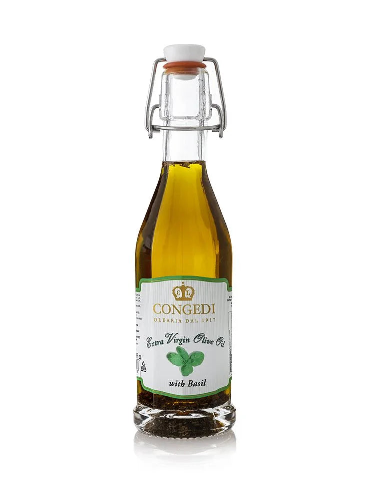 Assaisonnement à base d’huile d’olive extra vierge au basilic 0,25 l