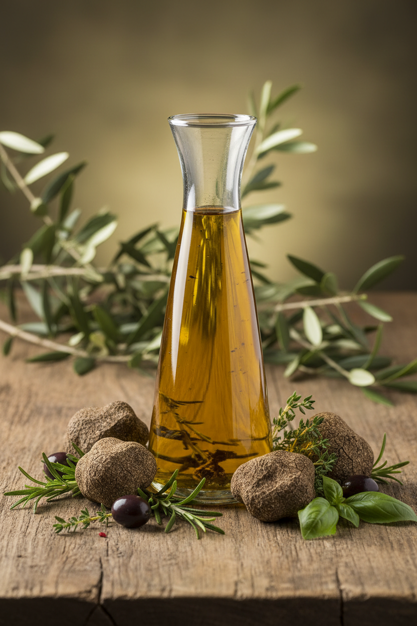 Huile d’olive aromatisée à la truffe Tuber Aestivum